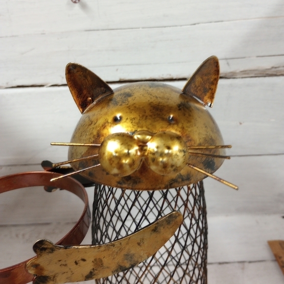 Collectible Metal Kitty Cat Wine Bottle Holder Cork Storage Vino Cage. - Picture 2 of 9